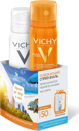 Виши капитал идеал солей набор (спрей-вуаль для лица освежающий spf50 75 мл+термальная вода 50 мл) по цене 1 100 руб. купить в Москве оптом