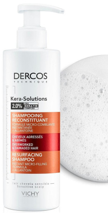 Виши Деркос Кера-Солюшн шампунь для ослабленных и поврежденных волос с комплексом про-кератин 250 мл Vichy dercos kera-solutions по цене 1 350 руб. купить в Москве оптом