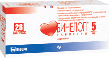 Бинелол 5 мг 28 шт. таблетки по цене 449 руб. купить в Москве оптом