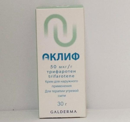 Аклиф 50 мкг/г 30 г (Трифаротен) крем  для терапии угревой сыпи, прыщей, от акне по цене 3 260 руб. купить в Москве оптом