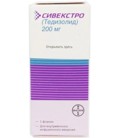Сивекстро 200 мг 10 мл (Тедизолид) лиофилизат для инъекций