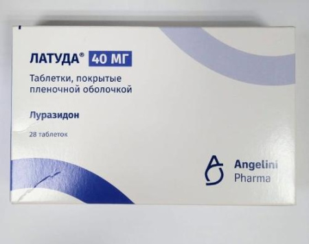 Латуда 40 мг 28 шт. (Луразидон) таблетки по цене 4 345 руб. купить в Москве оптом