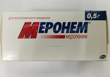 Меронем 500 мг 10 шт. (Меропенем) порошок для приготовления раствора для внутривенного введения по цене 4 190 руб. купить в Москве оптом