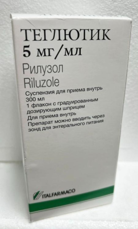 Теглютик 5 мг/мл 300 мл (Рилузол) суспензия для приема внутрь флакон по цене 24 400 руб. купить в Москве оптом